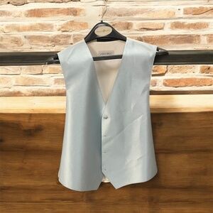Larry Brio Light Blue Satin Like Tuxedo Vest - Size S - NWOT